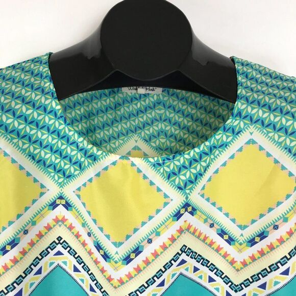 Wishful Park Scoop Neck Blouse Women's Small Chevron Geometric 3/4 Sleeves Sheer - Picture 2 of 10